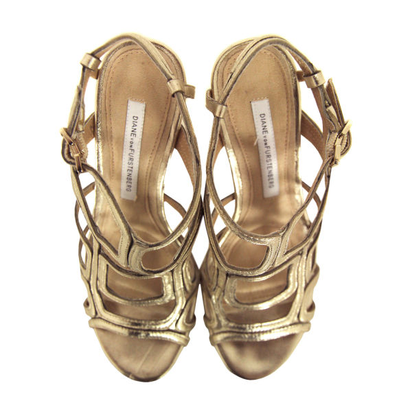 Diane von Furstenberg Women's Jeanette Metallic Sandals - Platino ...