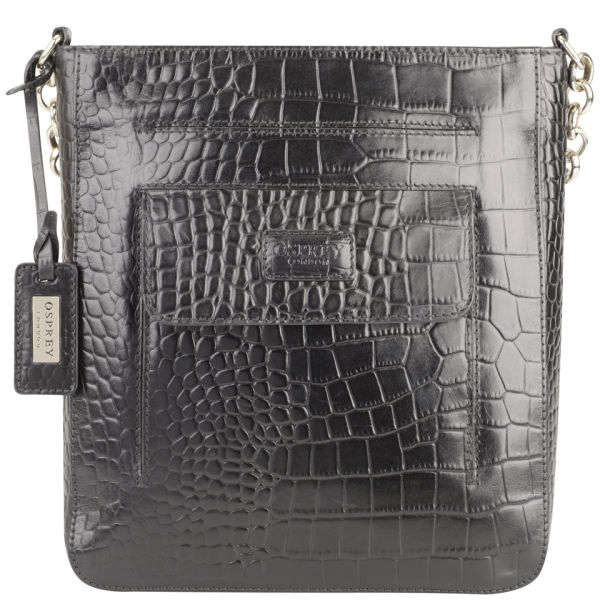 Osprey London Women S Carapace Croc Leather Cross Body Bag Black Osprey London Women S Carapace Croc Leather Cross Body Bag Black Image 1