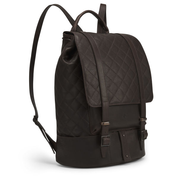 Knutsford Women's Quilted Leather Backpack - Dark Brown