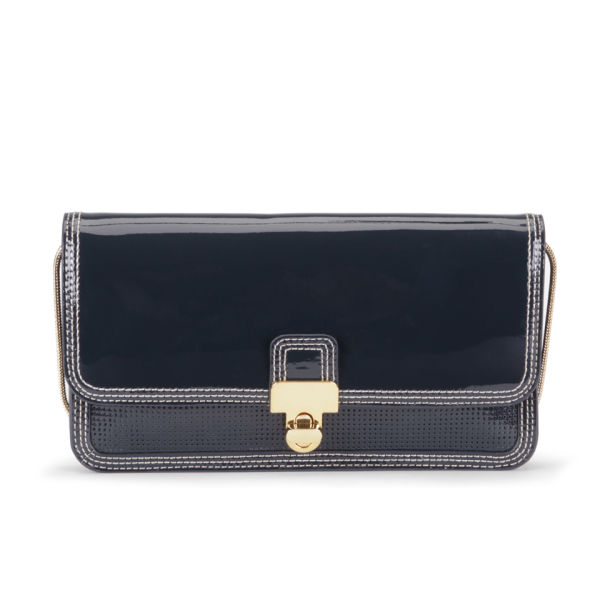 Orla Kiely Patent Leather Clutch Cross Body Bag Navy Free Uk Orla Kiely Patent Leather Clutch Cross Body Bag Navy Image 1