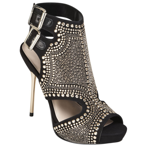 Carvela Women's Gyrate Suedette Heeled Sandals - Black/Gold | FREE UK ...