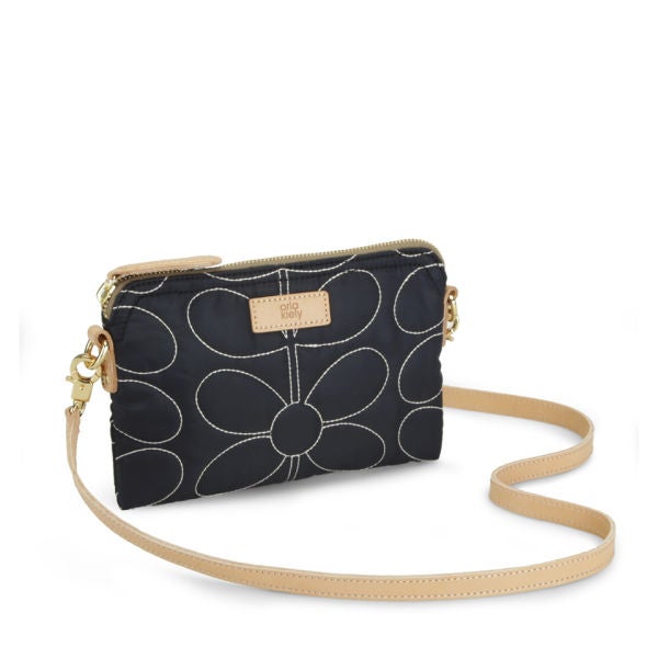 Orla Kiely Sixties Stem Quilted Nylon Cross Body Bag Navy Free UK