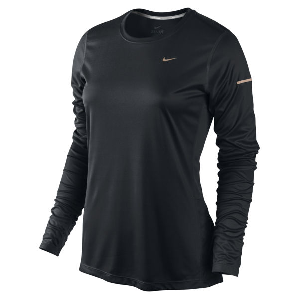 Nike Women's Miler Long Sleeve Running T-Shirt - Black Sports & Leisure ...