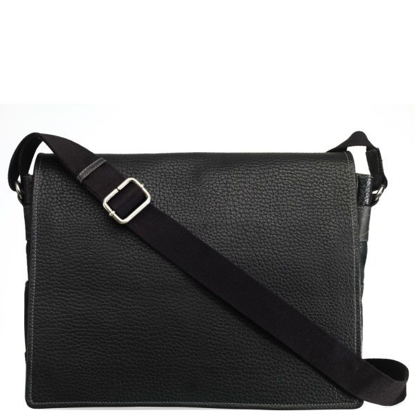 OSPREY LONDON The Nash Elephant Grain Leather Large Messenger Black