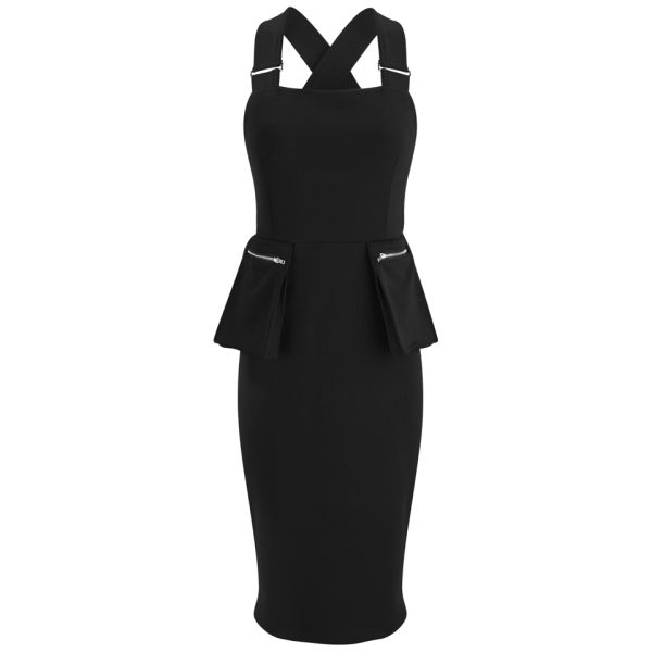 Lavish Alice Women's Peplum Bodycon Midi Dress - Black Womens Clothing ...