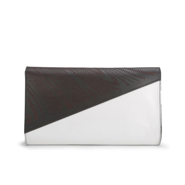 Kzeniya &#39;Asymmetric&#39; Leather with Perspex Clutch Bag - White/Black - Free UK Delivery over £50