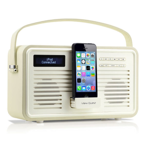 View Quest Colourgen Retro Radio and Dock   Cream (8 Pin/Lightning)      Electronics