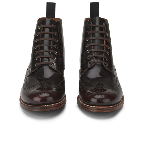 Grenson Men's Sharp HiShine Leather LaceUp Boots Burgundy Free UK Delivery over £50