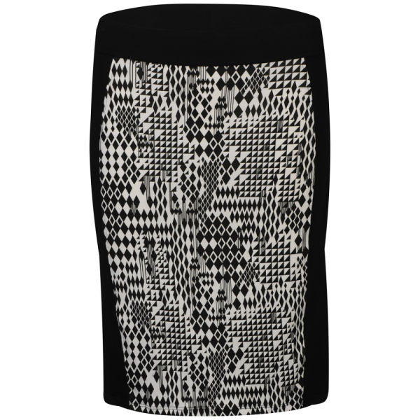 Damned Delux Women's Monochrome Panel Pencil Skirt - Black/White Womens ...
