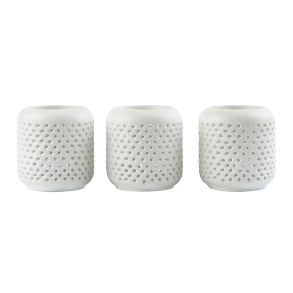 Grid Tealight Holder Set Of 3 White IWOOT