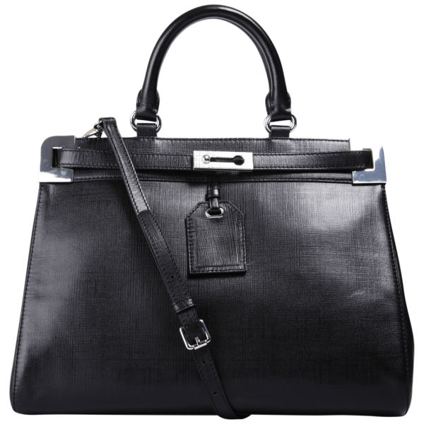 French Connection Air Of Elegance Leather Grab Bag Black French Connection Air Of Elegance Leather Grab Bag Black Image 1
