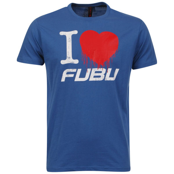 FUBU Men's 'I Love FUBU' Tshirt Blue Clothing Zavvi