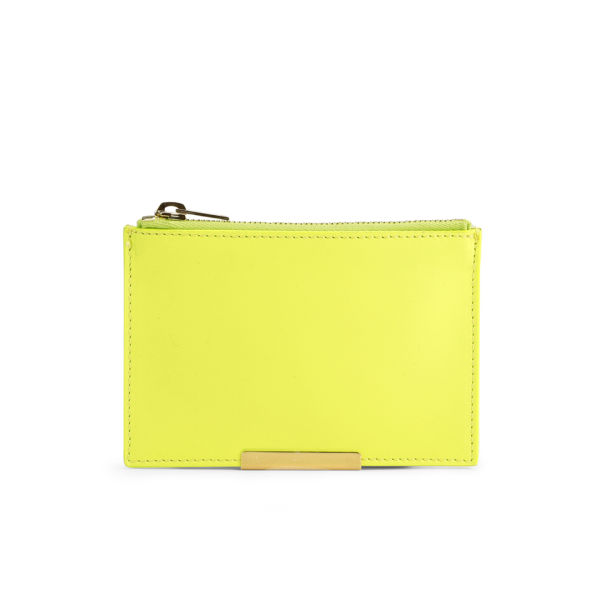 Sophie Hulme Small Zip Leather Pouch Wallet - Chartreuse - Free UK ...