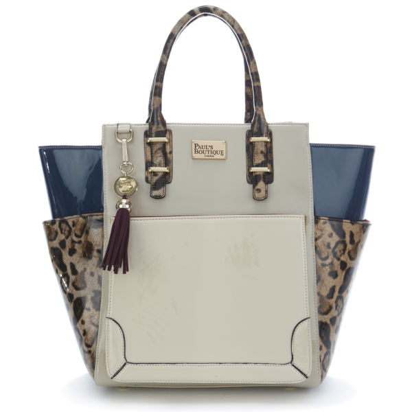 Paul's Boutique Melissa Patent Wing Tote Bag Nude/Leopard
