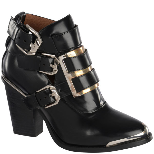 Jeffrey Campbell Women's Hyatt Buckle Leather Ankle Boots - Black ...