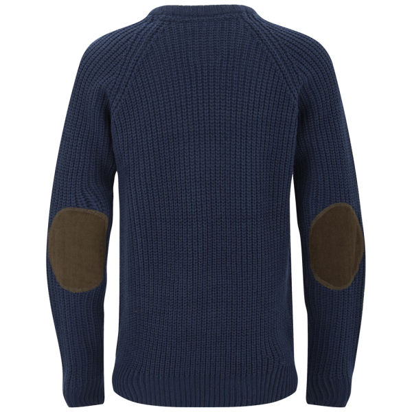 Brave Soul Men's Konstantig Knitted Elbow Patch Jumper Navy Mens