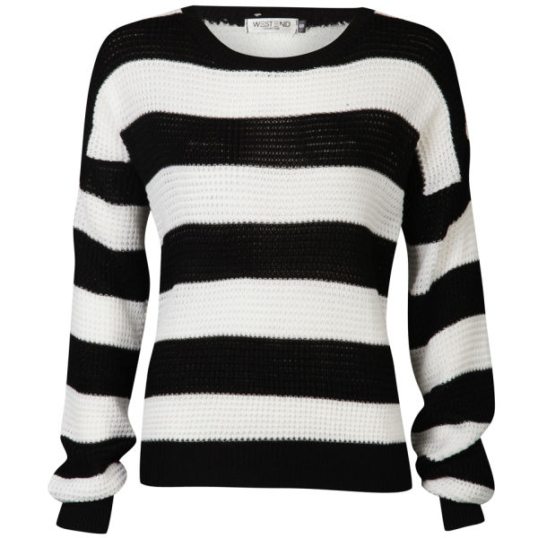 Moku Women's Monochrome Stripe Jumper - Black/White Womens Clothing ...