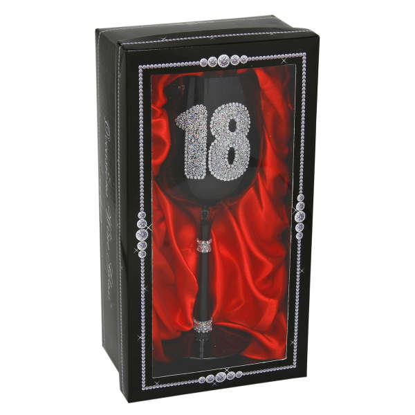 Black Diamante Wine Glass 18th Birthday Traditional Gifts