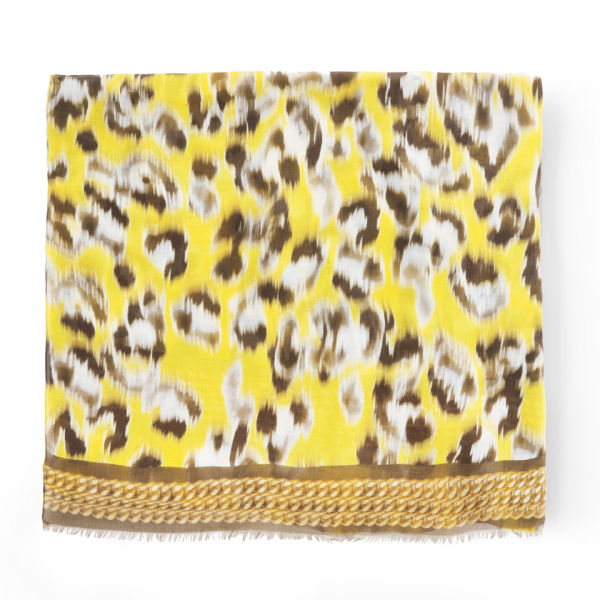 Lara Bohinc Leopard Yellow Scarf - Yellow - Free UK Delivery over £50