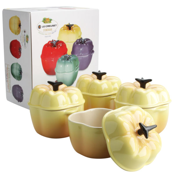 Le Creuset Set of 4 Mini Yellow Bell Pepper Casserole Dishes IWOOT