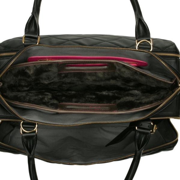 Penelope And Parker Lizi Quilted Leather Laptop Bag Black