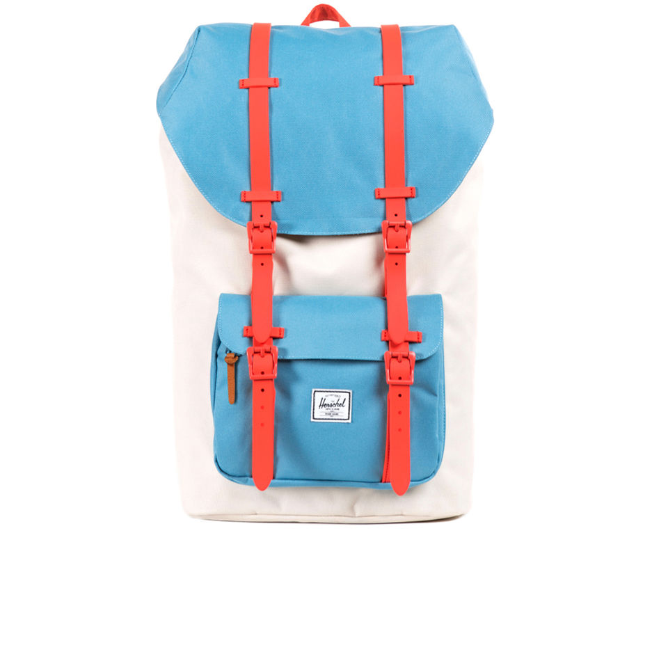 herschel blue and red backpack