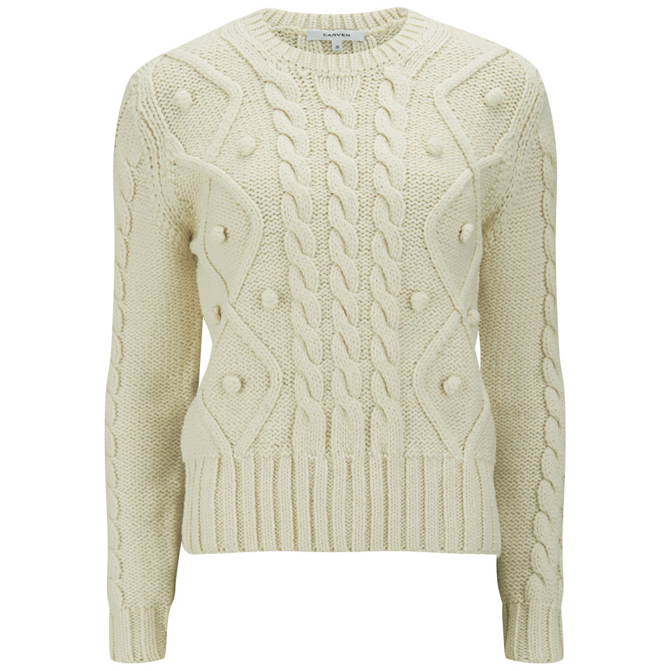 Carven Women's Cable Knit Jumper - Cream - Free UK Delivery Available