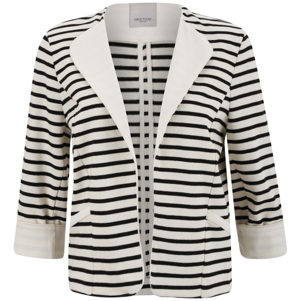 Great Plains Women's Breton Stripe Open Front Jacket - Double Cream ...