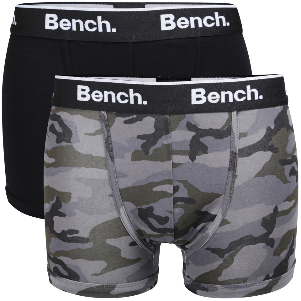 Bench Men S 2 Pack Camo Boxer Black Grey Mens Underwear Zavvi