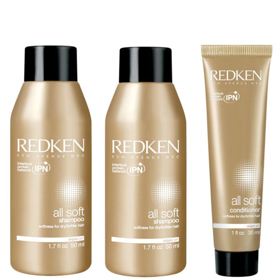 Redken All Soft Trial Size Trio 2 X Shampoo 50ml And 1x Conditioner 30ml Lookfantastic