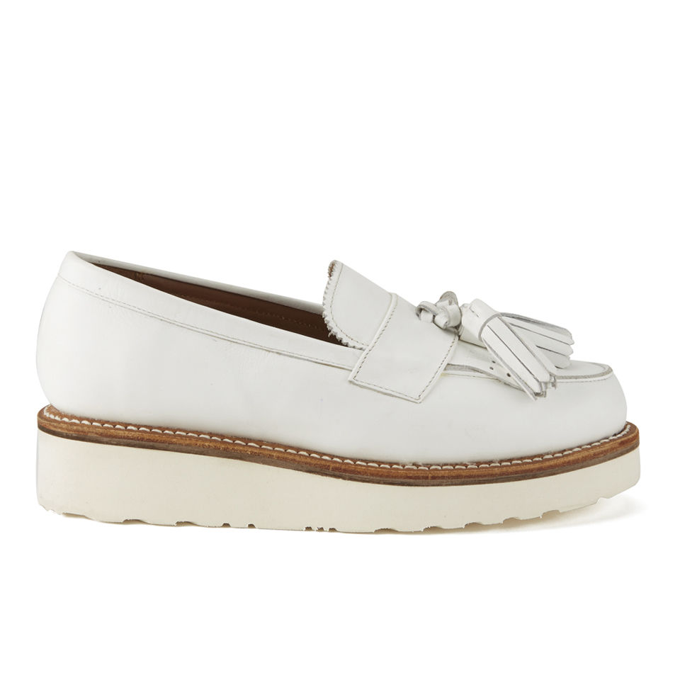 Grenson Women&#39;s Clara Leather Platform Tassel Loafers - White - Free UK Delivery over £50