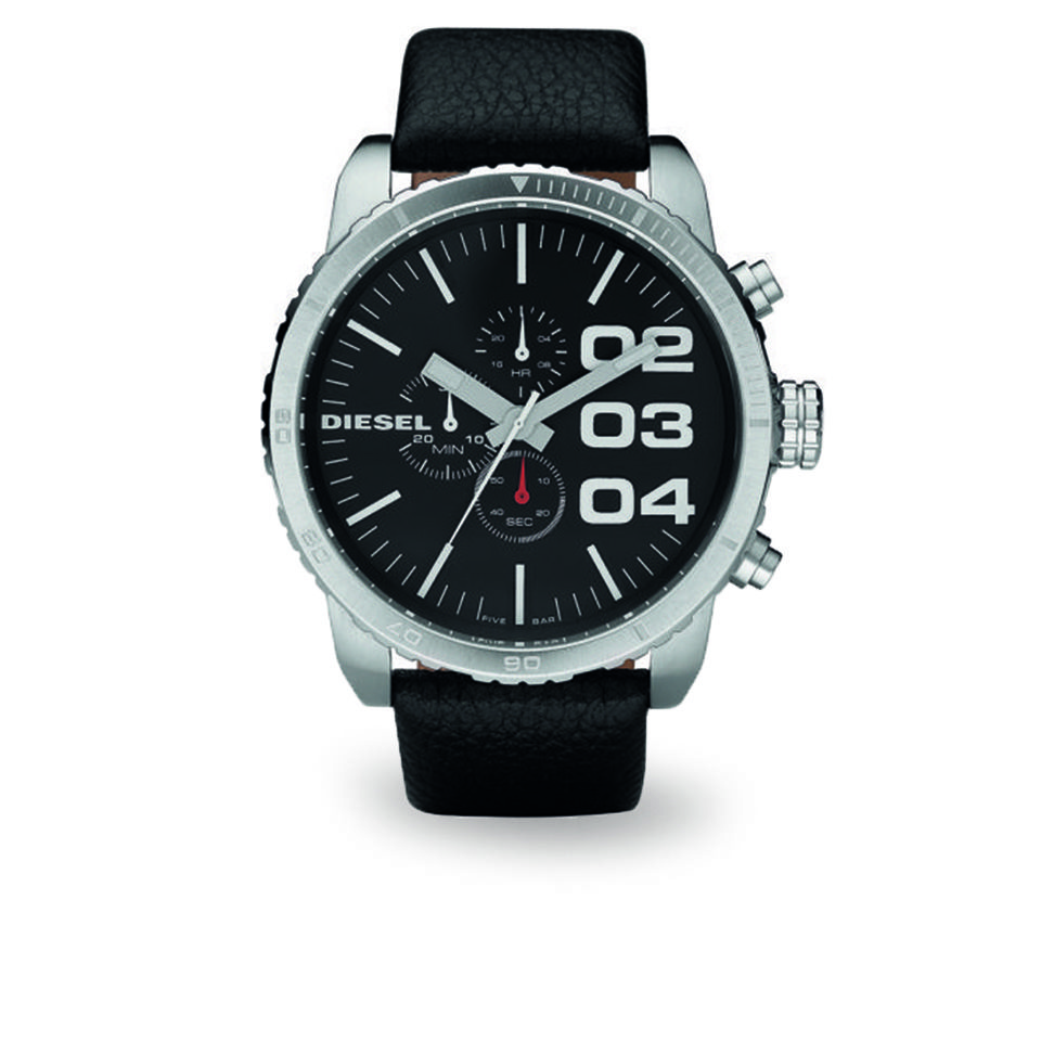 Diesel Watches Franchise 51mm Leather Strap Watch Black Clothing