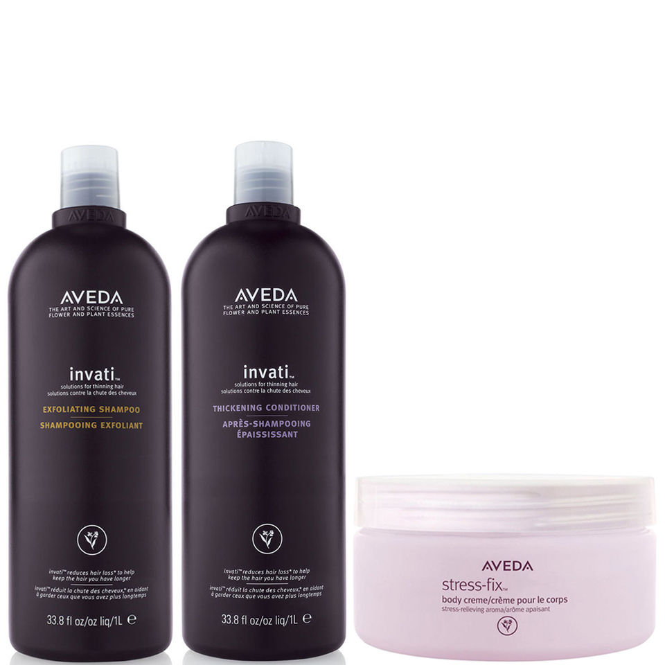 Aveda Invati Shampoo And Conditioner 1000ml With Stress Fix Body