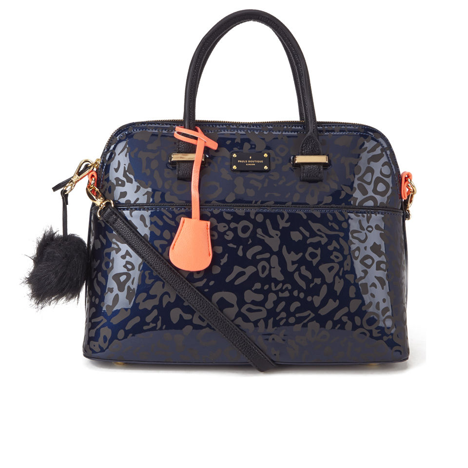 Paul's Boutique Women's Maisy Leopard Print Bowler Bag Navy