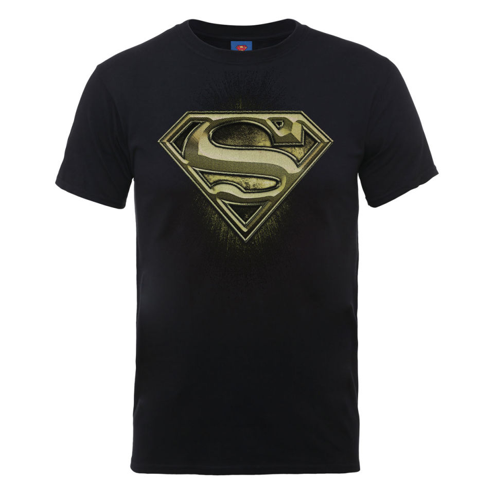 DC Comics Men's T-Shirt Superman Engraving Logo - Black Merchandise | Zavvi