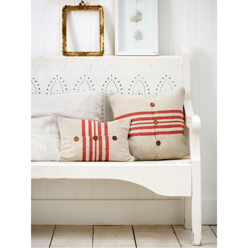 Rustic Linen Cushion Cover Natural Red Medium Homeware