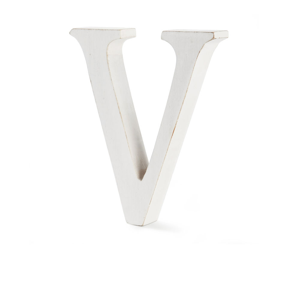 Nkuku Distressed Mango Wood Letters Distressed White V 15cm Homeware Zavvi Us