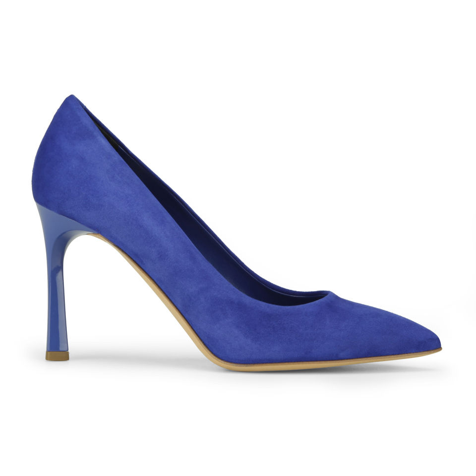 Bonette Suede Court Shoes - Bright Blue 