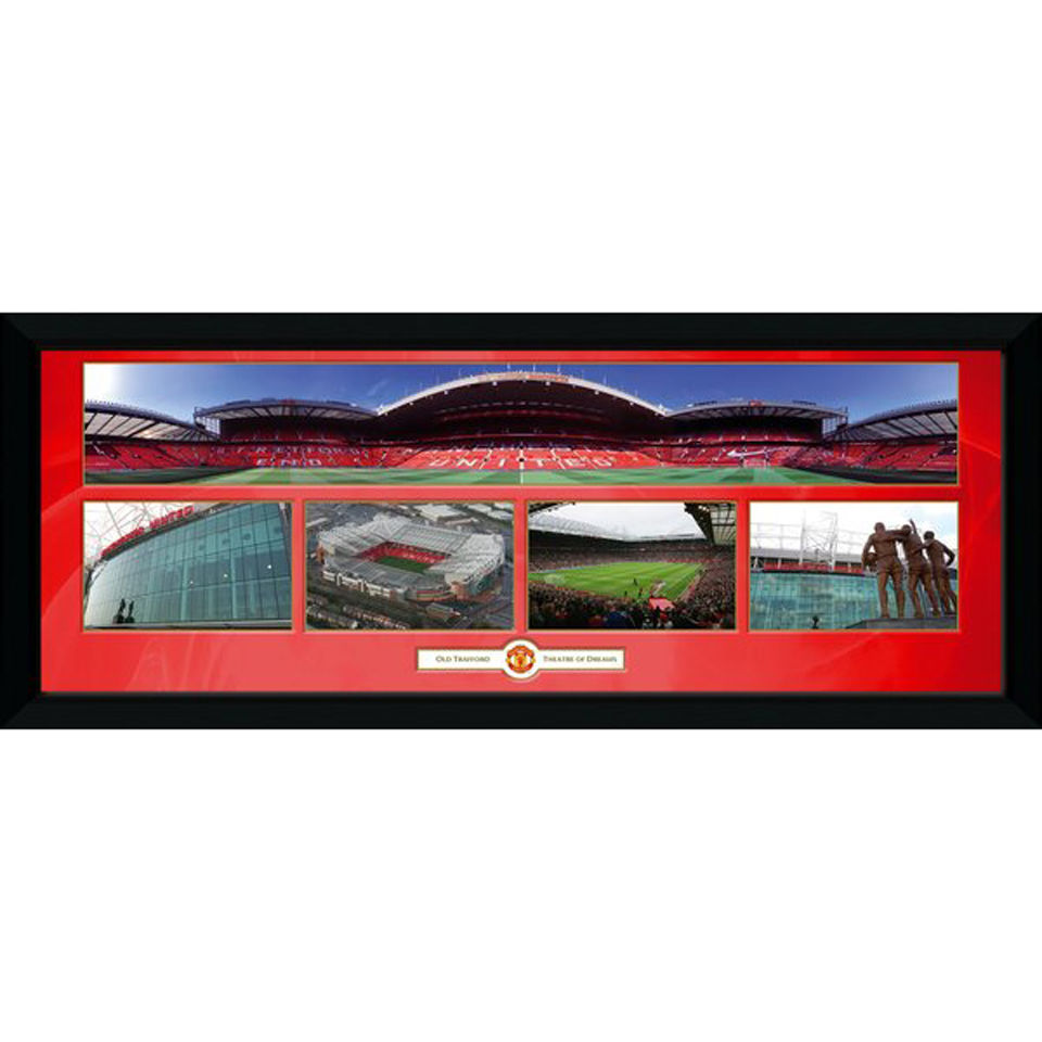 Manchester United Old Trafford Collage 30 X 12 Framed Description