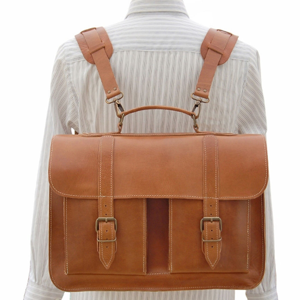 Grafea Postwar Leather Backpack Briefcase - Caramel - Free ...