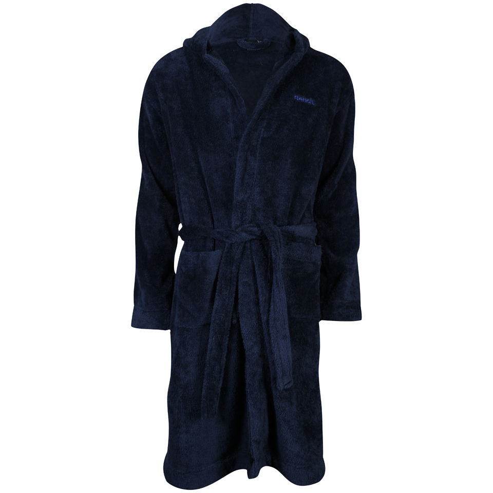 Bench Men S Fleeced Hooded Bathrobe Navy Mens Underwear Zavvi