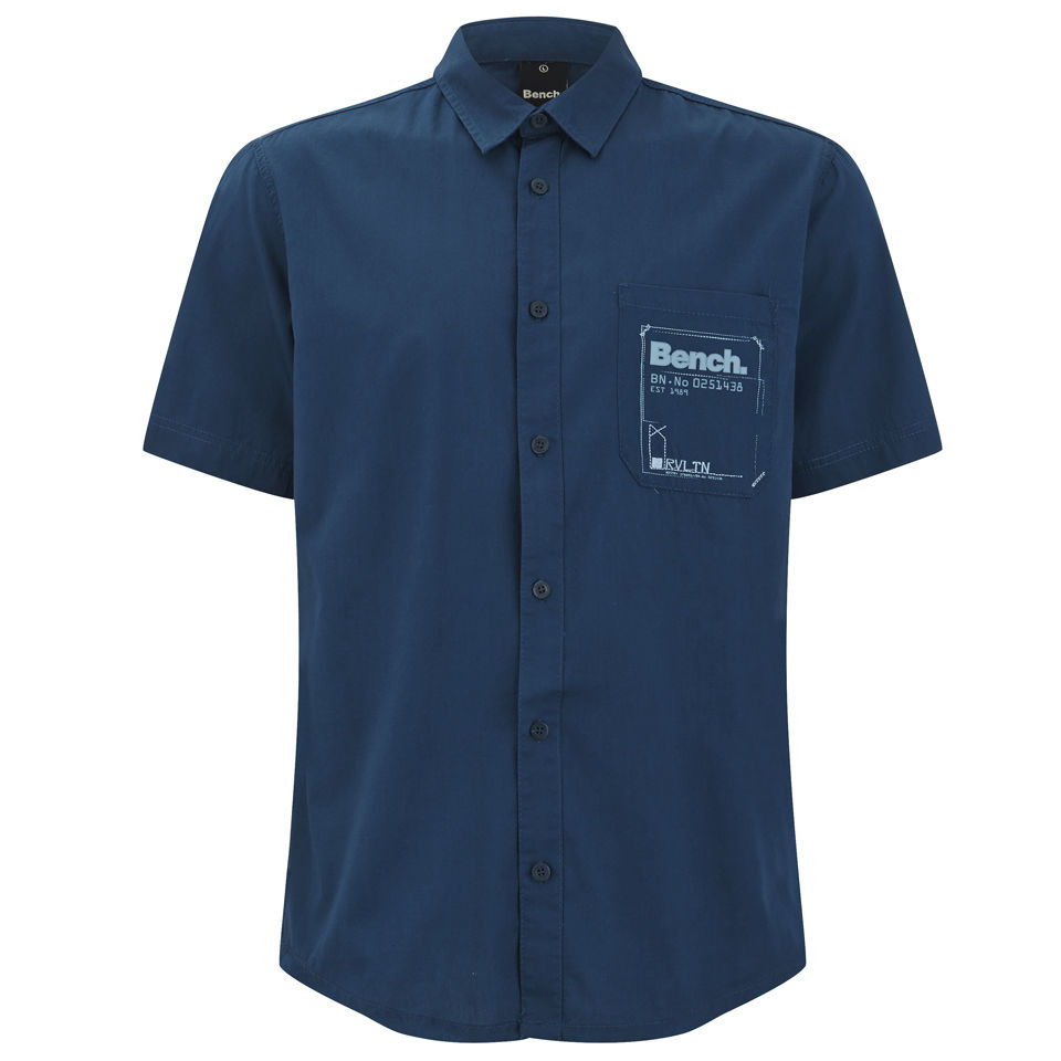 Bench Men S Relay Short Sleeved Shirt Dark Denim Mens Clothing