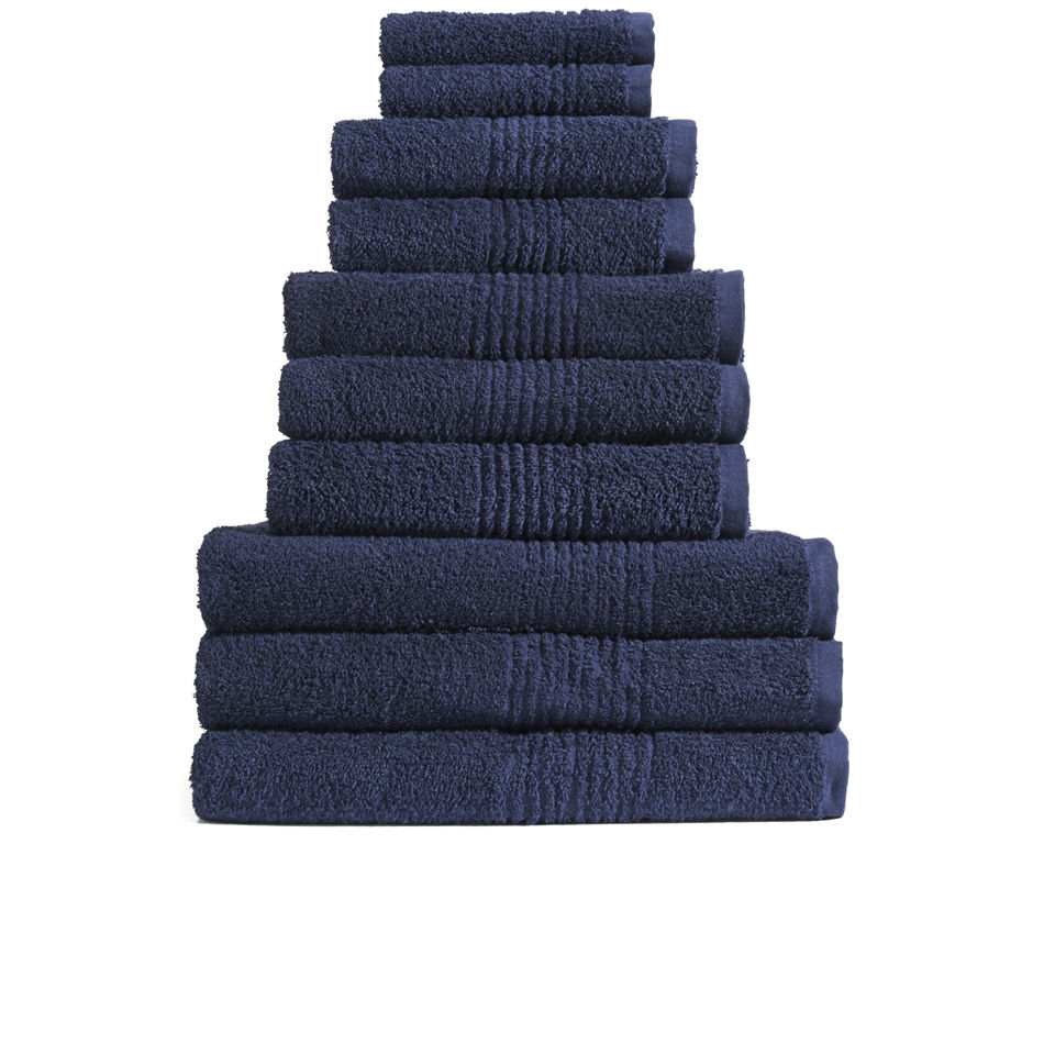 Highams 100 Egyptian Cotton 10 Piece Towel Bale (550gsm) Navy IWOOT