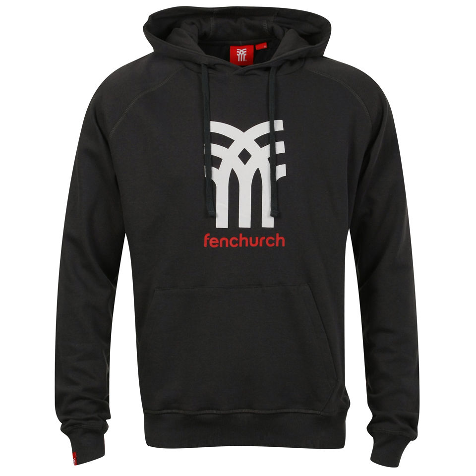 Fenchurch Men S Sweatshirt Icon Hoody Shadow Grey White Ketchup Red Mens Clothing Zavvi Us