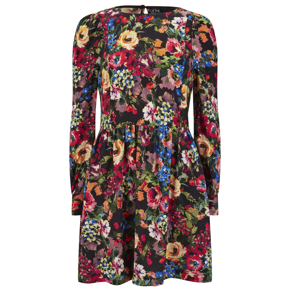 Love Moschino Women's Long Sleeved Flower Dress - Multi - Free UK