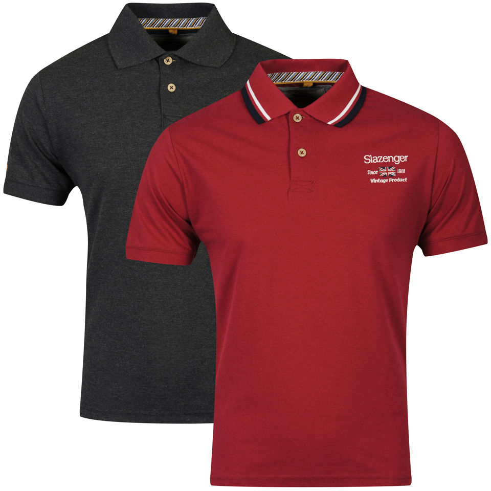 Slazenger Men's 2-Pack Polo Shirts - Berry/Black Marl Clothing | Zavvi