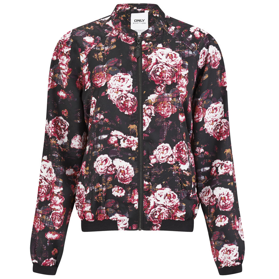 ONLY Women's Rayne Floral Bomber Jacket - Black Womens Clothing