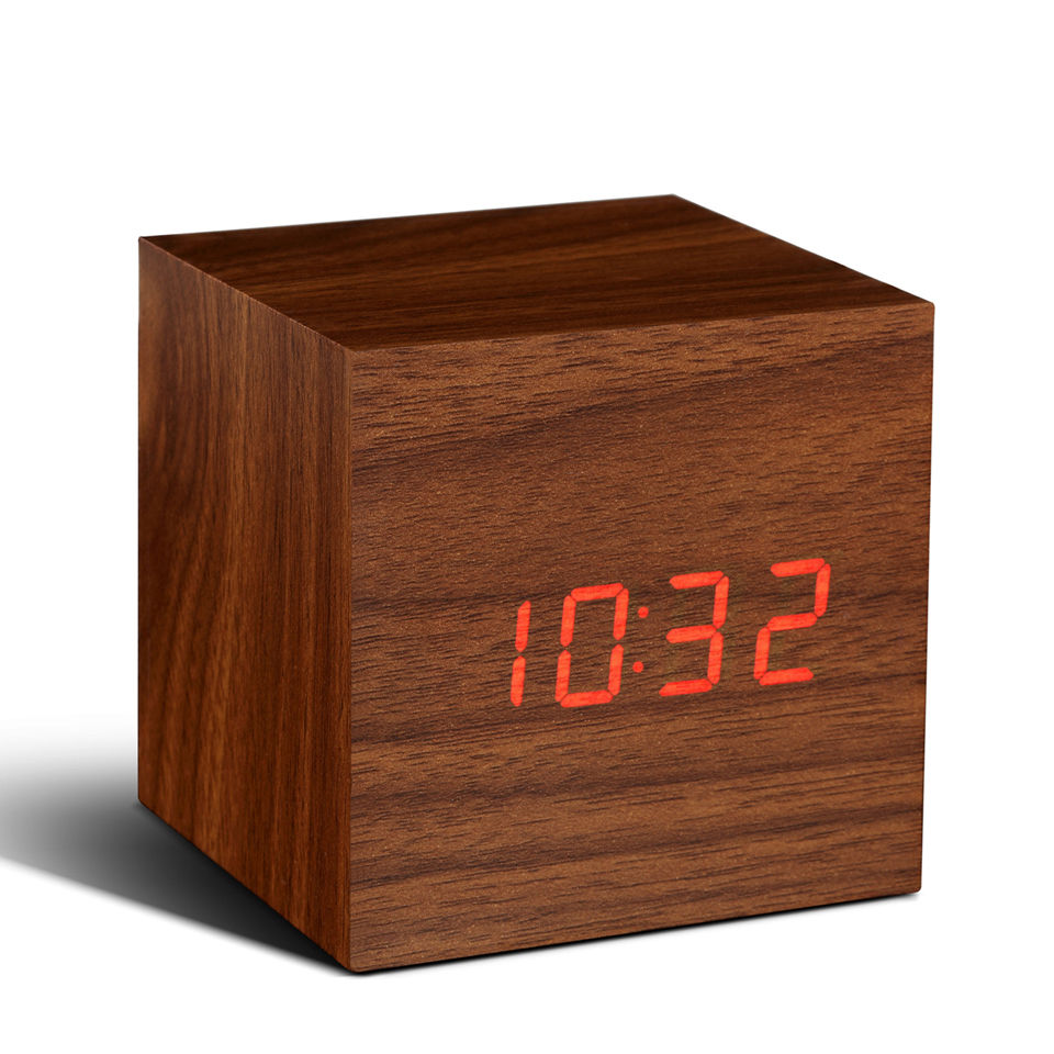 Cube Walnut Click Clock IWOOT