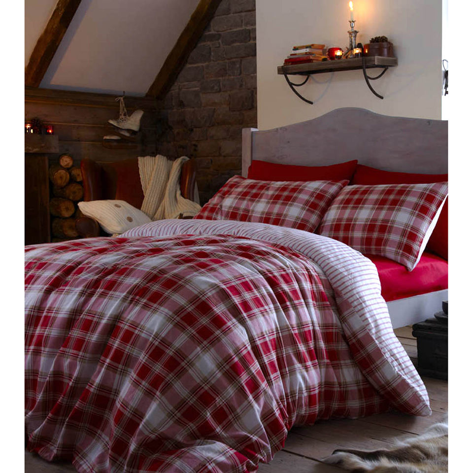Catherine Lansfield Tartan Fitted Sheet Red