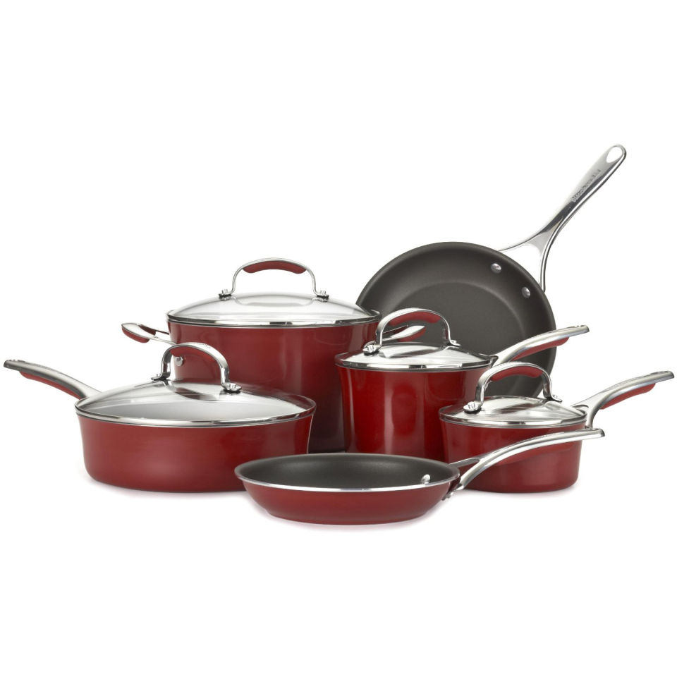 Kitchenaid Gourmet Aluminium Nonstick 10 Piece Cookware Pan Set Kitchenaid Gourmet Aluminium Nonstick 10 Piece Cookware Pan Set Red